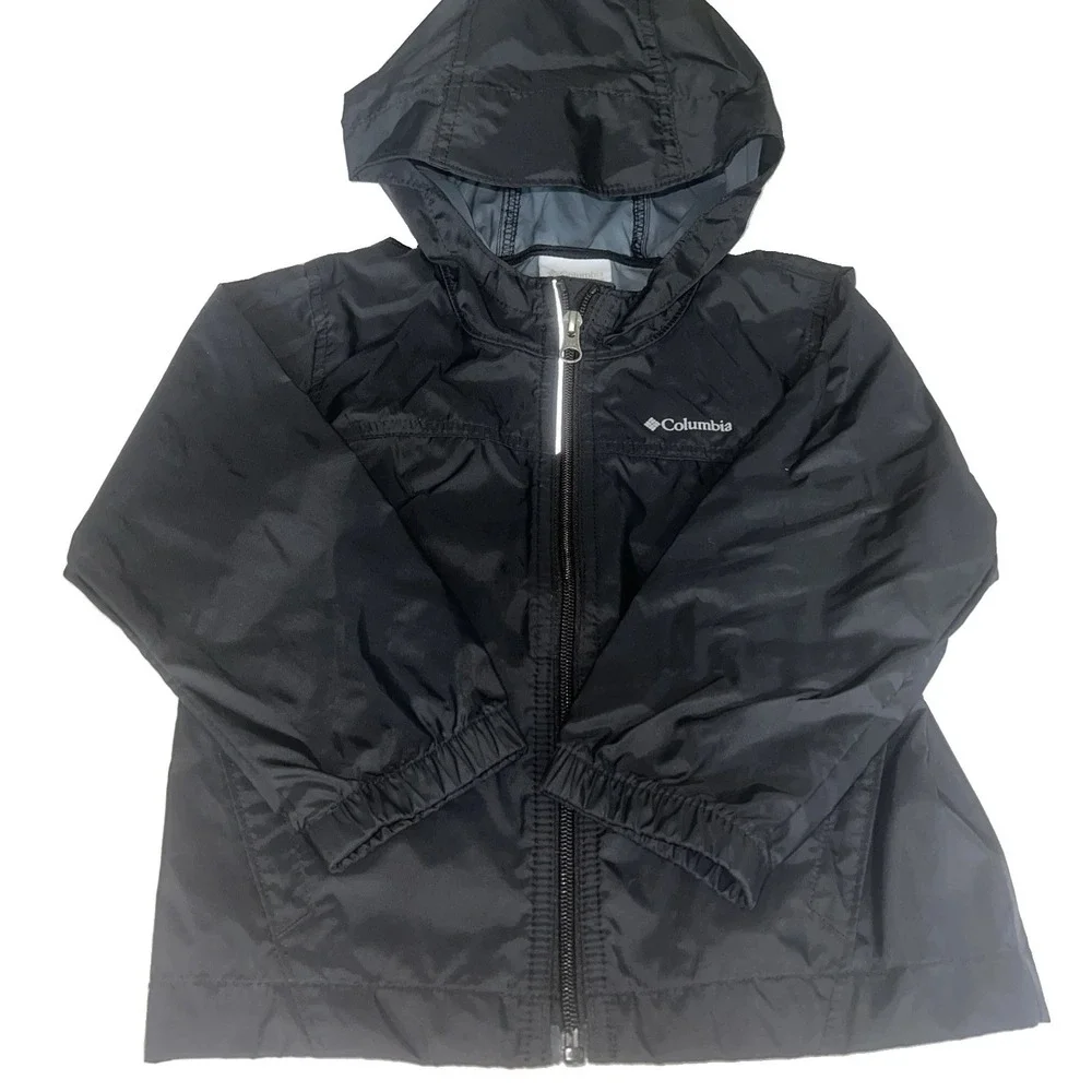 Columbia Hooded Rain Windbreaker |Unisex Size 4T| Black Lightweight Full Zip